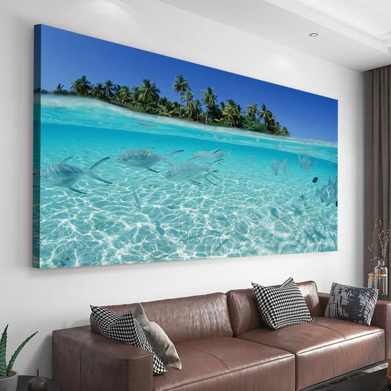 Beautiful Marine Life And Tropical Beach Canvas Wall Art