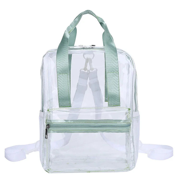 Transparent PVC Women Backpack Waterproof Candy Color Book Schoolbag (Blue)
