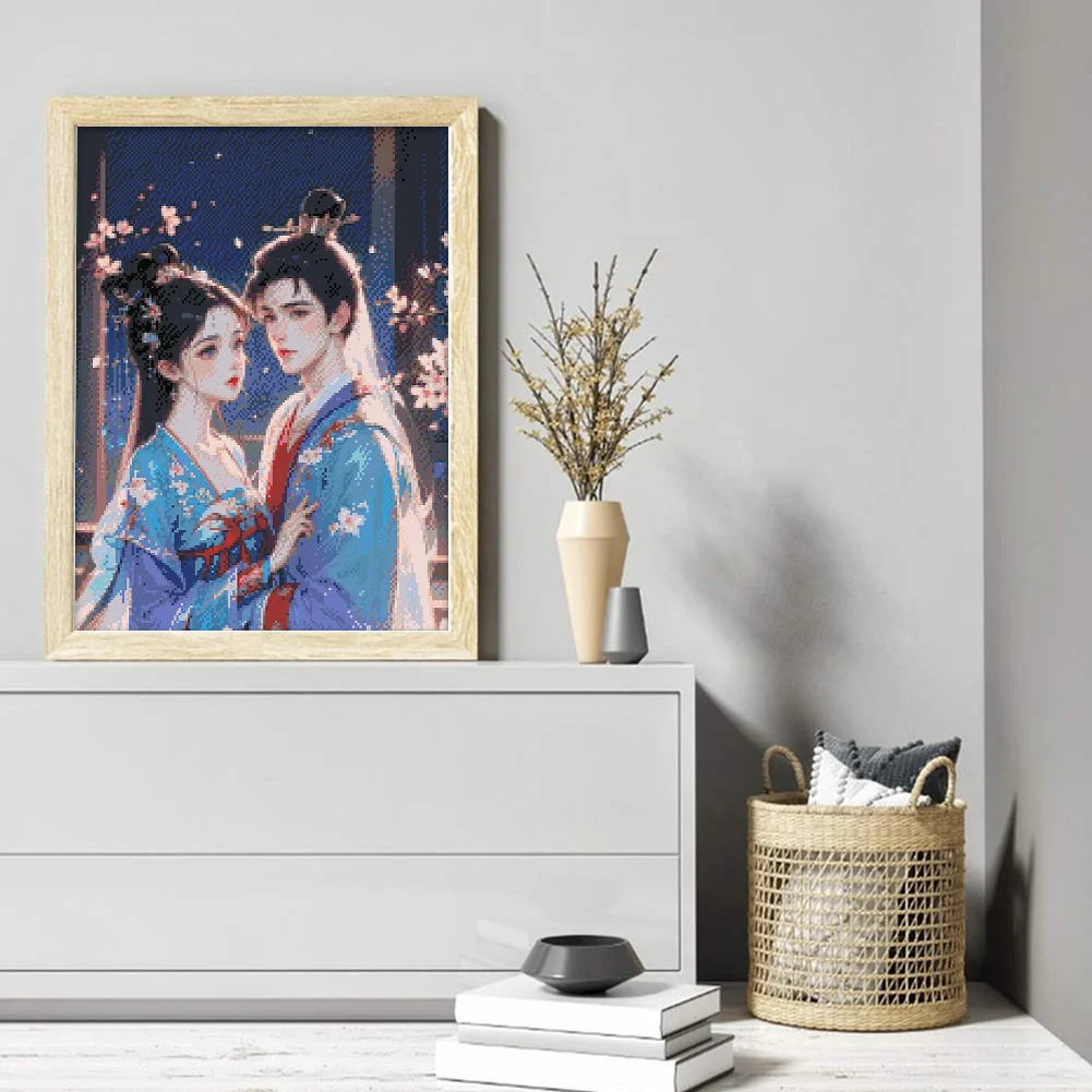 9CT Full Stamped Cross Stitch Bead Embroidery- Antique Couple(Canvas|45*57CM)