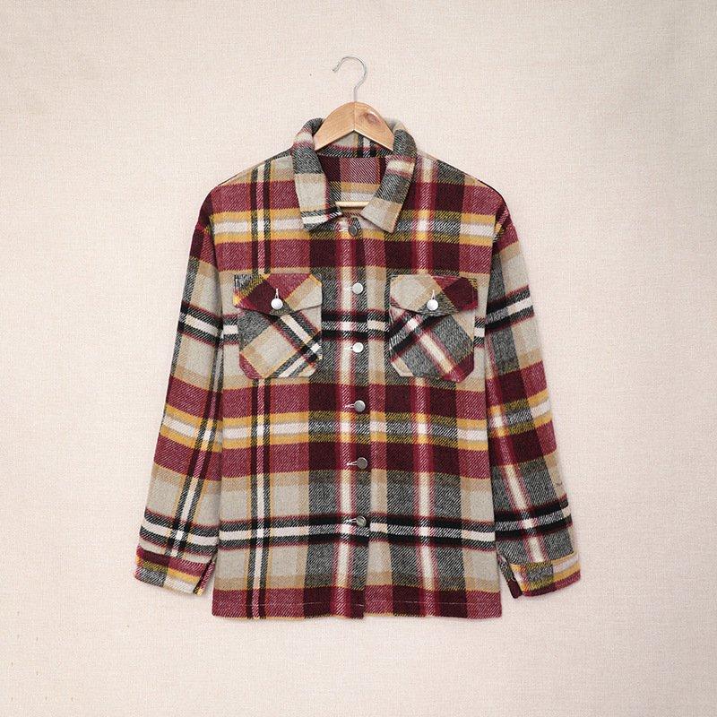  thdmladies Printed Casual Grid Shirt thedmladies