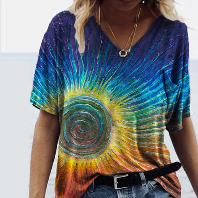 Ethnic floral tie-dye graphic tees