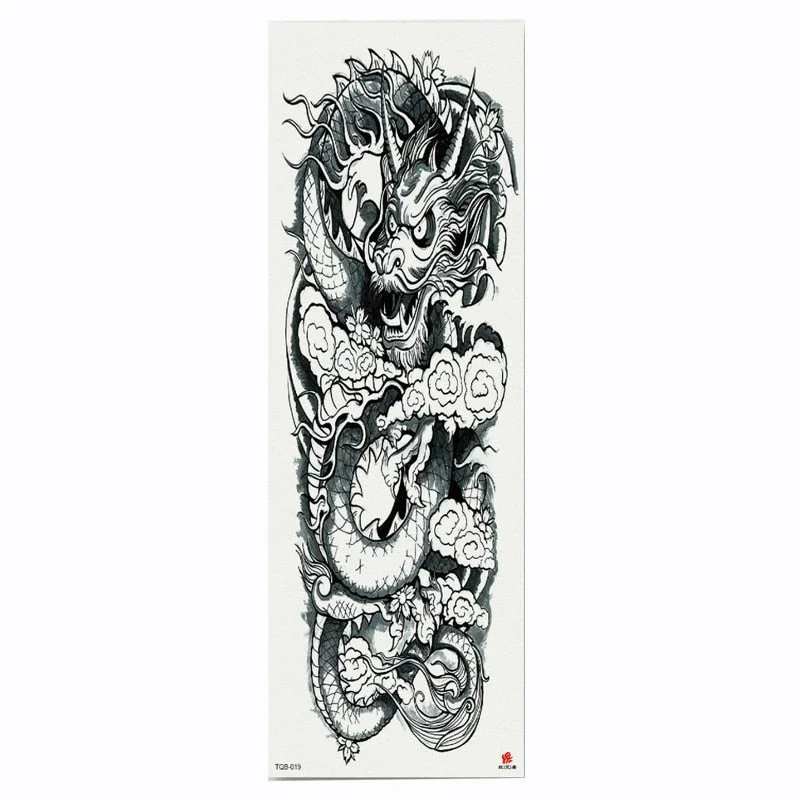 2018 New Full Flower Arm Tattoo Sticker Skeletons and Roses Temporary Body Paint Water Transfer Tattoo Sleeve
