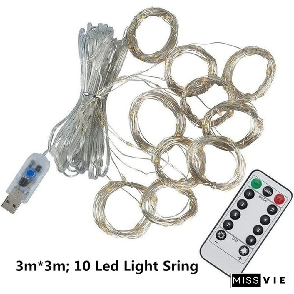 9 Colors 3Mx3M 300-LED Light Romantic Christmas Wedding Outdoor Decoration Curtain String Light