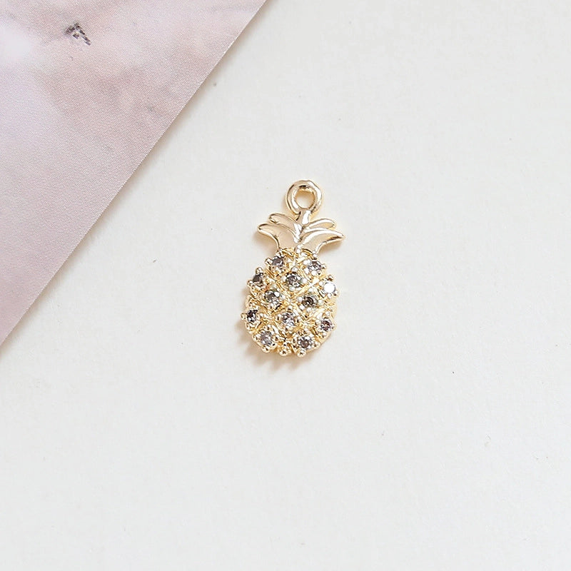 10 PCS/Package 10*11mm 10 * 14mm Alloy Zircon Cherry Fruit Watermelon Pendant Jewelry Accessories