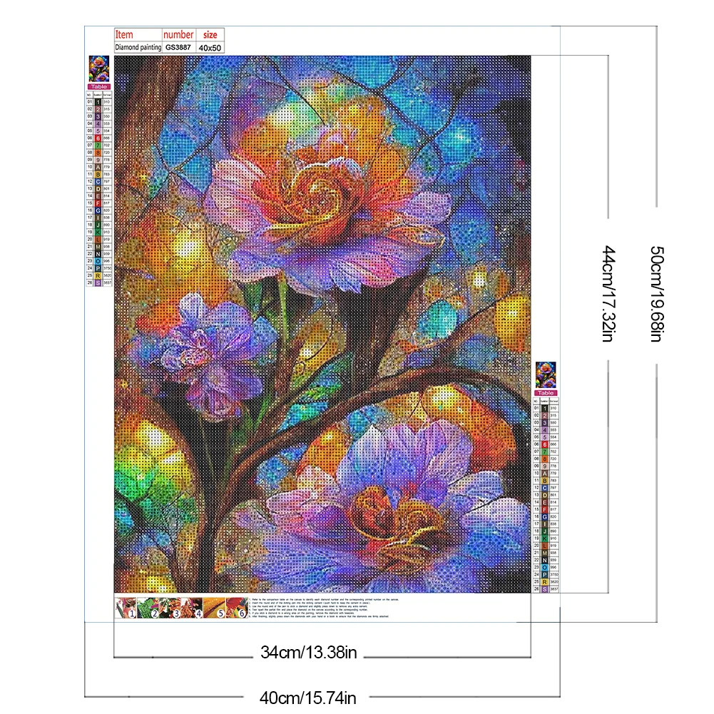 Diamond Painting - Full Square Drill - Stained Glass Flower(Canvas|40*50cm)