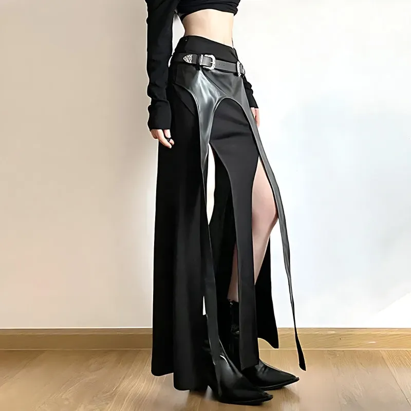 Brownm Double Slit Maxi Skirt