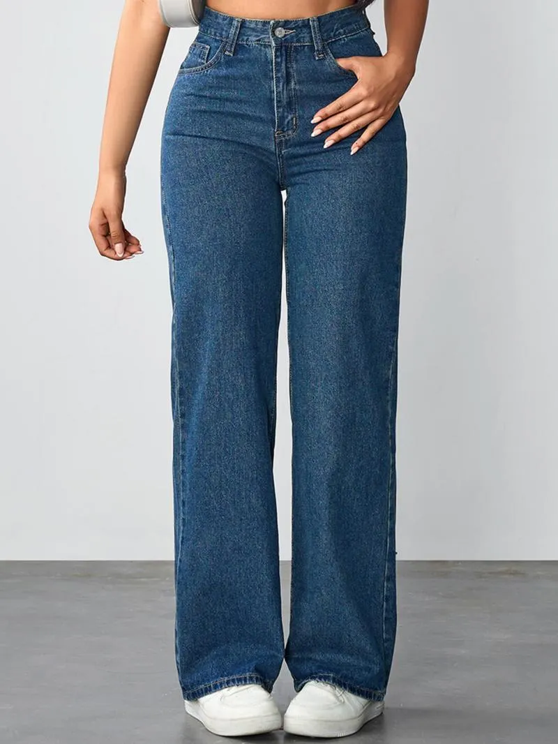 Women's Vintage Style Loose Fit Straight Leg Jeans, Casual Fitted Denim Jeans for Fall & Winter, Classic Boyfriend Look Women's Vintage Style Loose Fit Straight Leg Jeans, Casual Fitted Denim Jeans for Fall & Winter, Classic Boyfriend Look