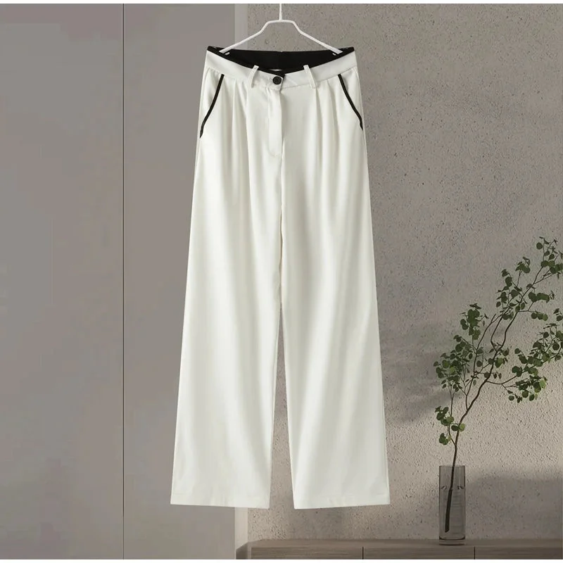 Huiketi Irregular Sleeveless Women Pant Set Fashion V-neck Cross Crop Top High Waist Trouser 2024 Spring Summer Female Streetwear