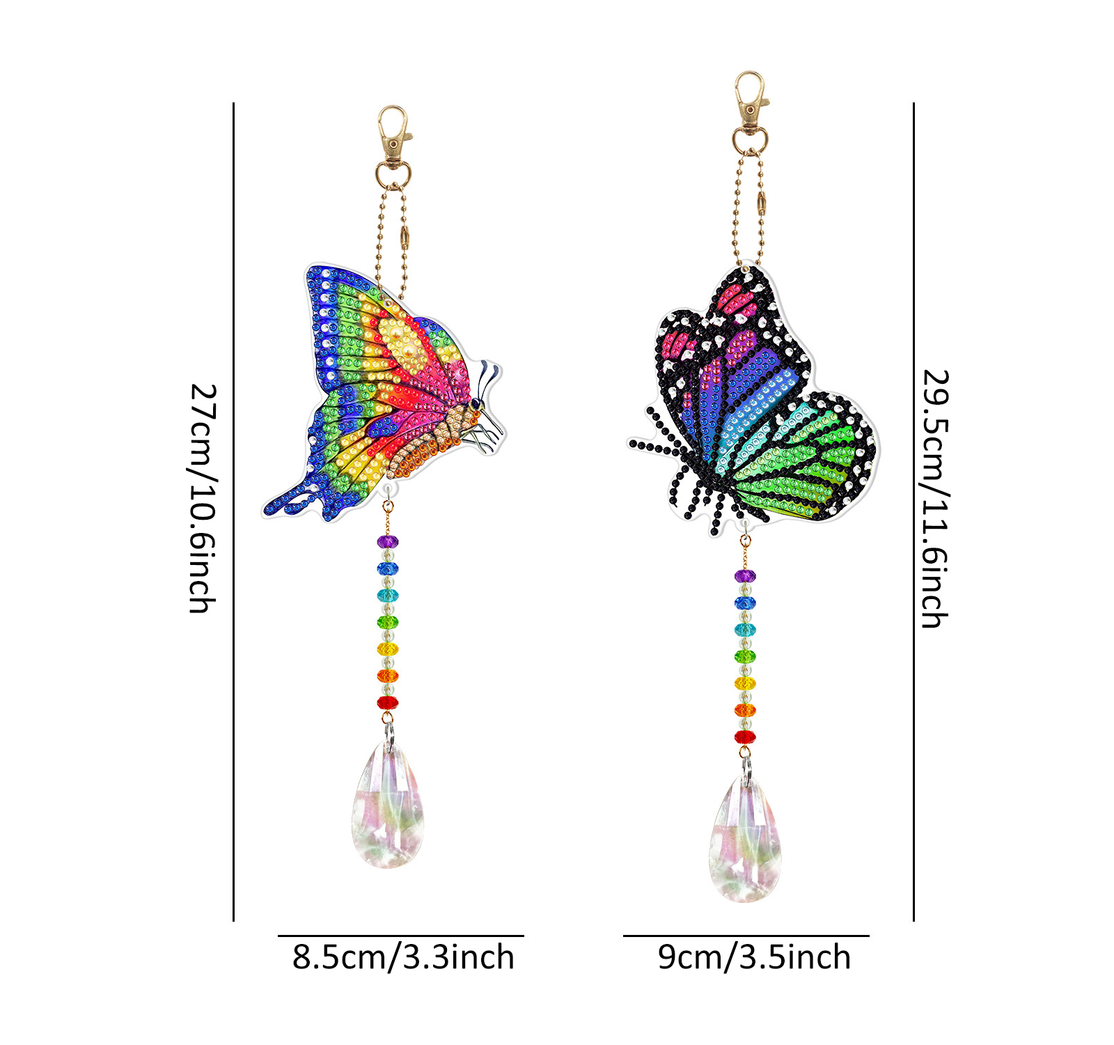 Diamond painting double-sided pendant DIY handmade diamond keychain wind chime cross-border decoration painting