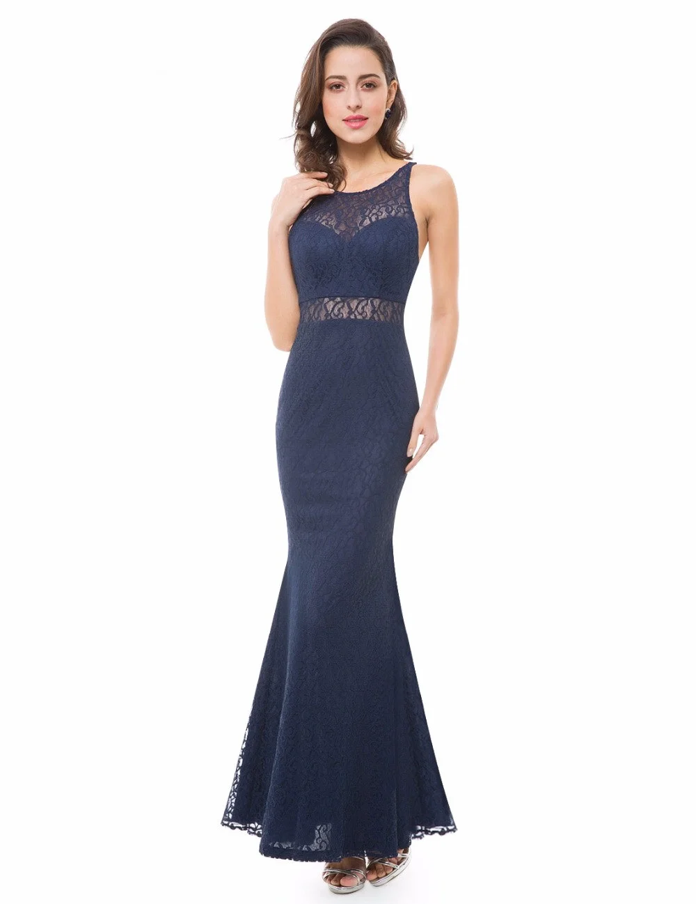 Bellasprom Navy Dresses Mermaid Long Evening Party Gowns Lace