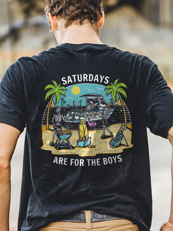 Saturdays Are For The Boys Printd Skull Men's T-shirt