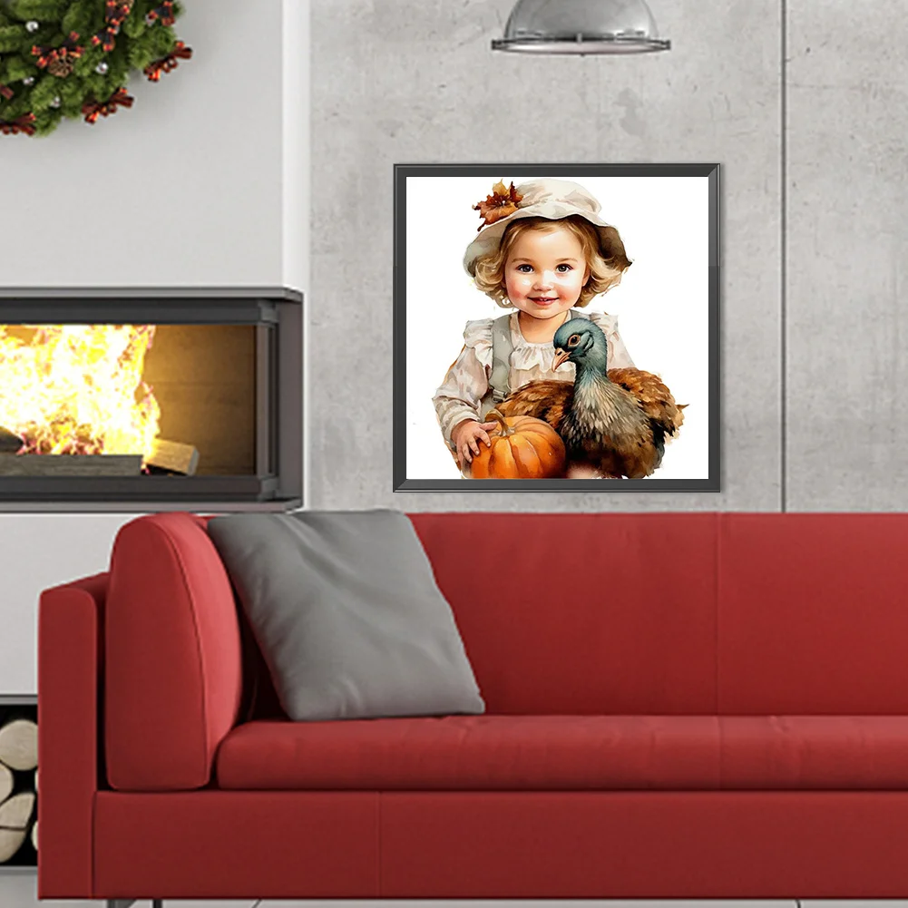 Diamond Painting - Full Round Drill - Harvest Farm Kid(Canvas|40*40cm)