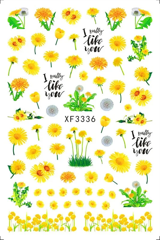 Popular Daisy Nail Sticker for Design Decoration Sunflower Nail Art Decals Adhesive Himawari Sticker for Nail Manicure Design