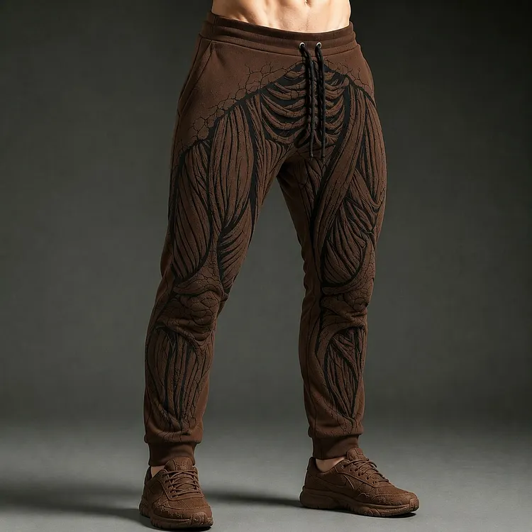 Men's Retro Halloween Muscle Clay Design Pattern Casual Sports Pants