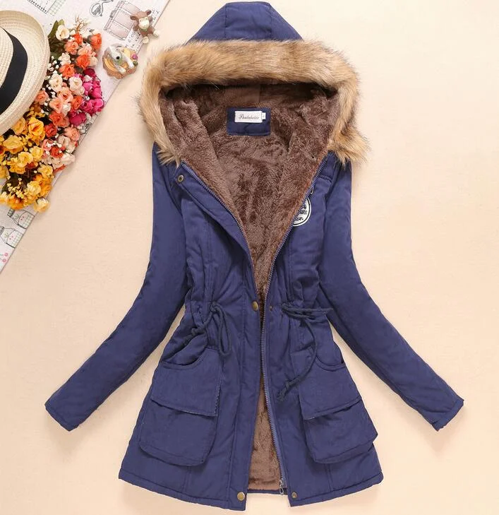 Fitaylor New Winter Women Jacket Medium-long Thicken Outwear Hooded Wadded Coat Slim Parka Cotton-padded Jacket Overcoat