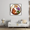 Orange Cat Glass Painting-11CT Stamped Cross Stitch 40*40cm/15.75*15.75in