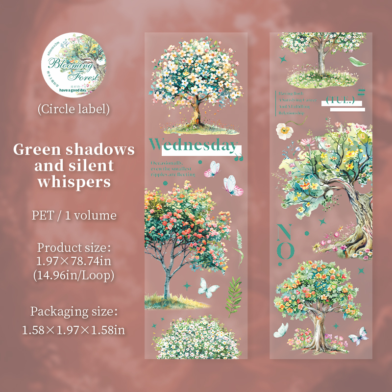 PET Tape - 60mm*200cm Forest of Blossom Series Vintage Tree Flower Landscape 