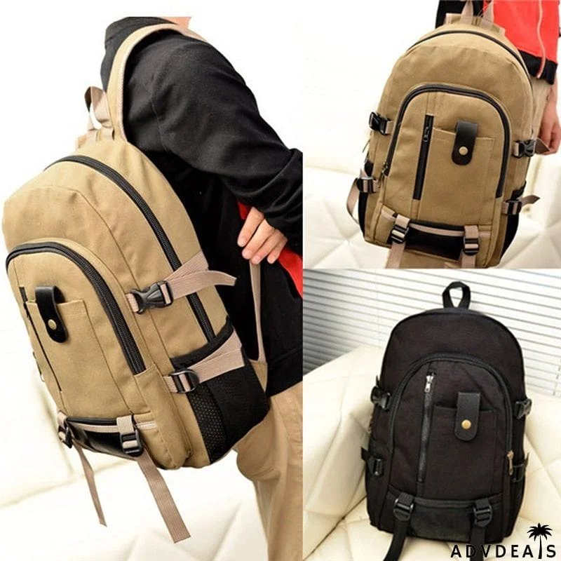 Unisex Multi-Pocket Spacious Interior Canvas Traveling Top-Handled Backpack