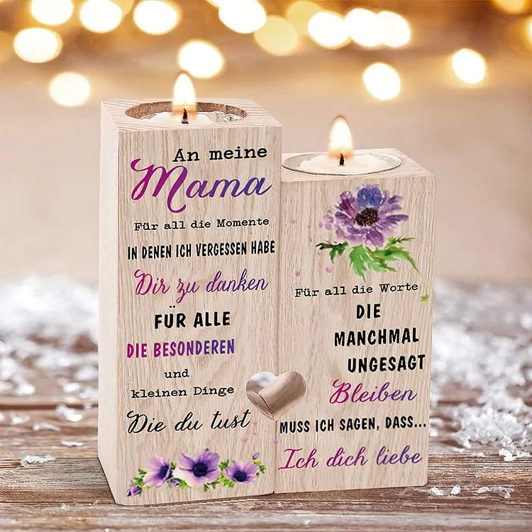 An Meine Mama Hölzernen Kerzenständer - Ich Liebe Dich - Blume Herz Kerzenhalter Muttertagsgeschenke