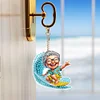 (US Local)6Pcs Double Side Special Shape Optimistic Old Lady Diamond Art Craft Keychain