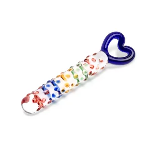 8.5 Inches Nubby Blue Heart Glass Dildo