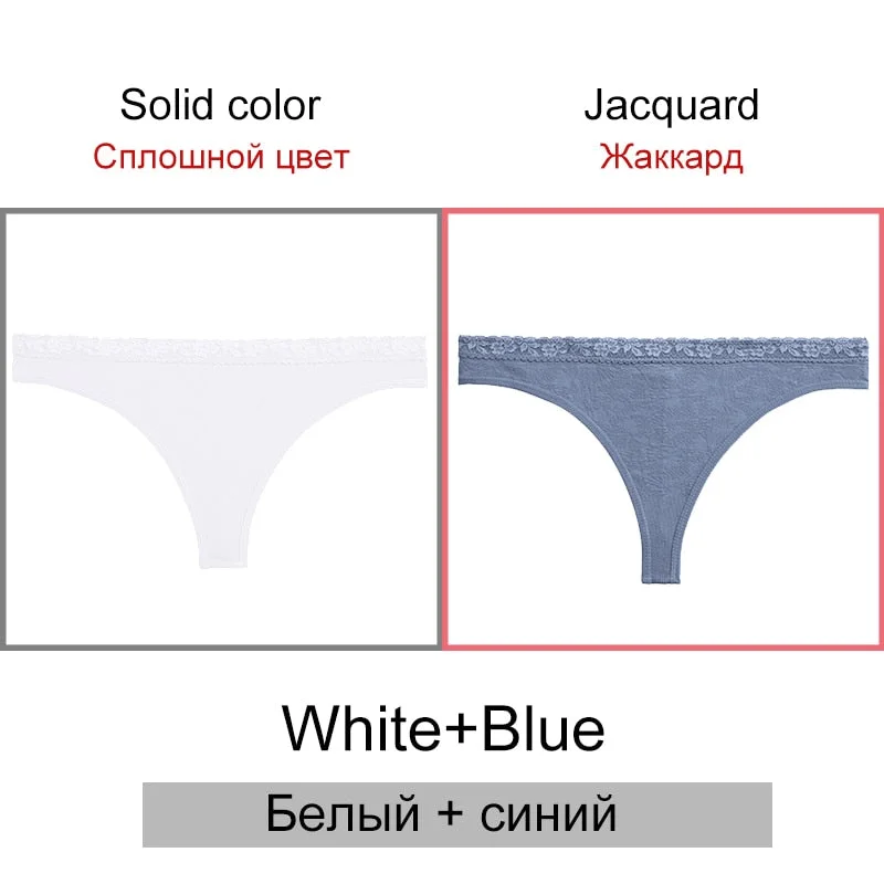 FINETOO Sexy Thongs Women 2Pcs/set Floral Waist G-string Panties Seamless Underwear Ladies Jacquard T-back Underpants S-2XL 2021