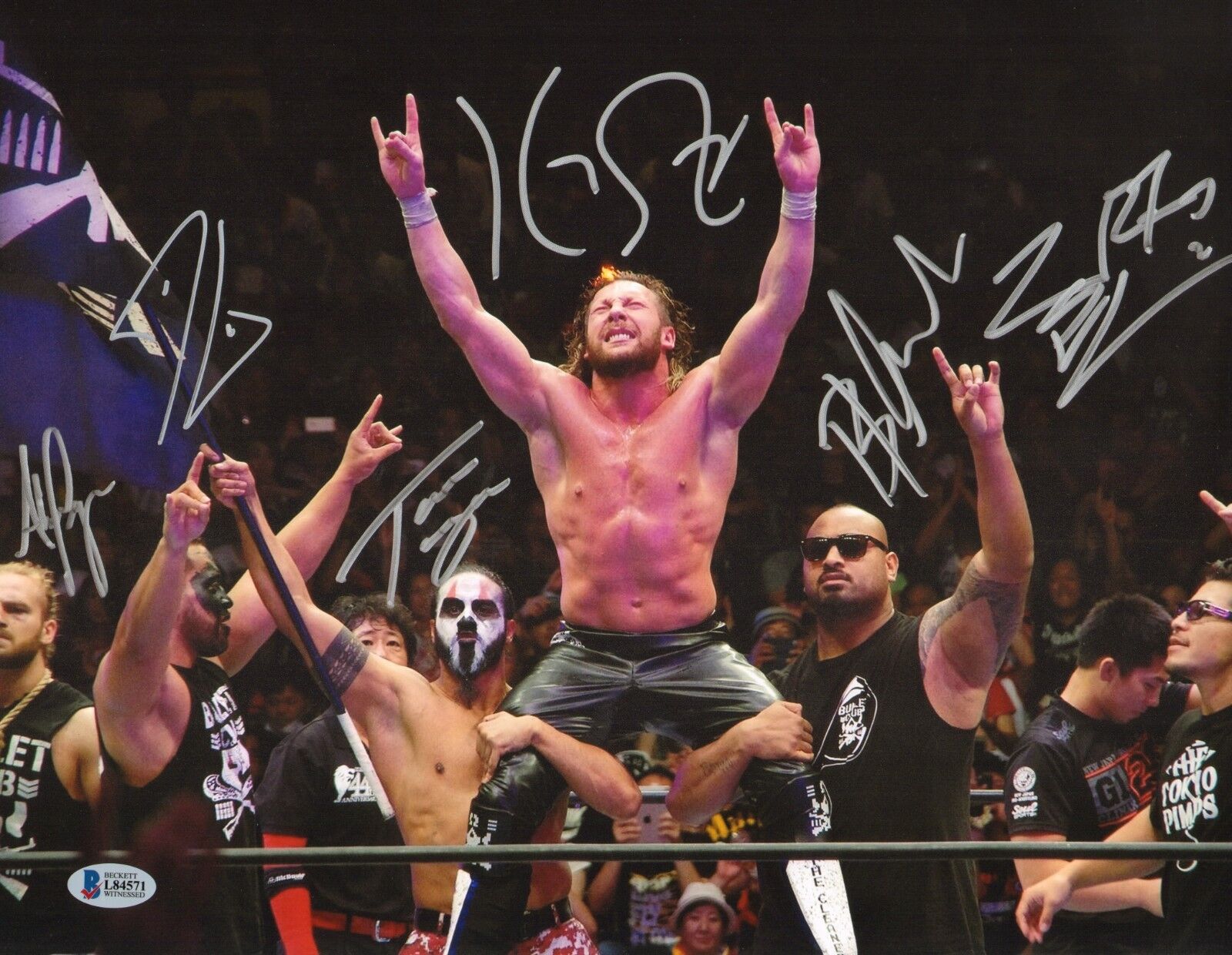 Kenny Omega +5 Bullet Club Signed 11x14 Photo Poster painting BAS COA New Japan Pro Wrestling G1