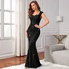 Women's High Waisted Sequin Evening Dress Fishtail Long Dress Gowns