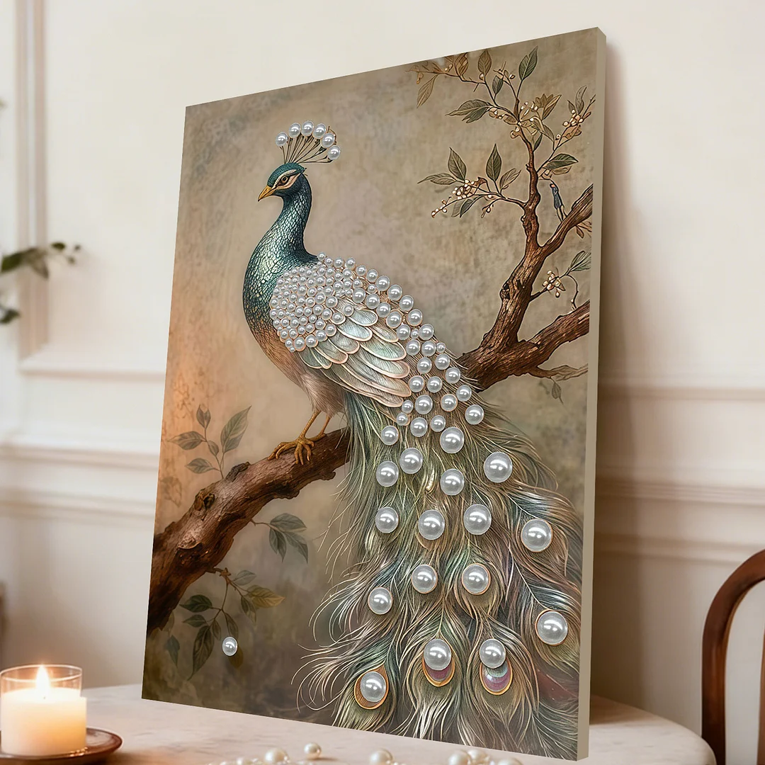 Peacock - DIY Pearl Diamond Art Kit With Frame 30*40cm