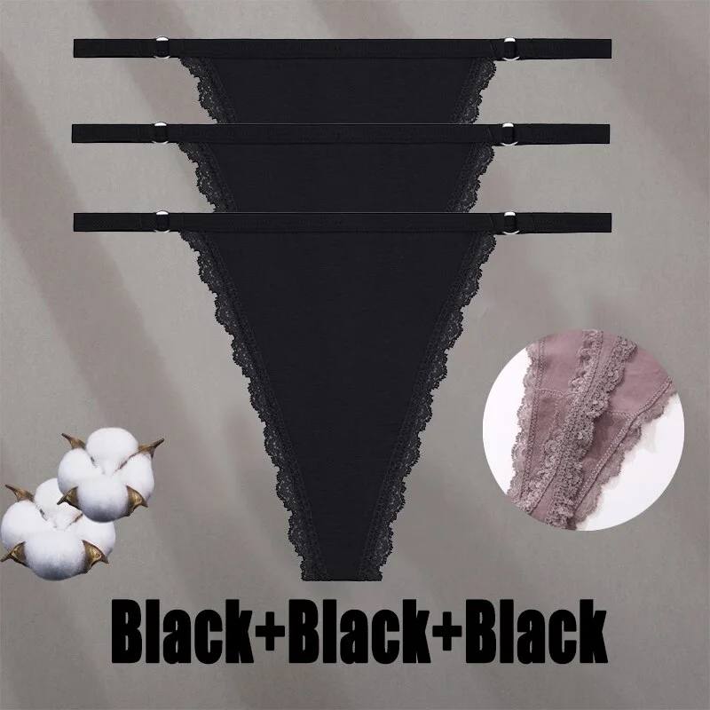 Billionm Sexy Lace Panties for Women Cotton Underwear Thong With Hollow Out Hook G-String Female Breathable Intimates Lingerie