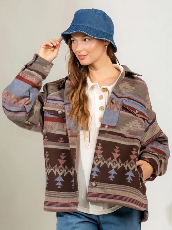 Women's Loose Fit Long Sleeve Vintage Outer Jacket Flusfy
