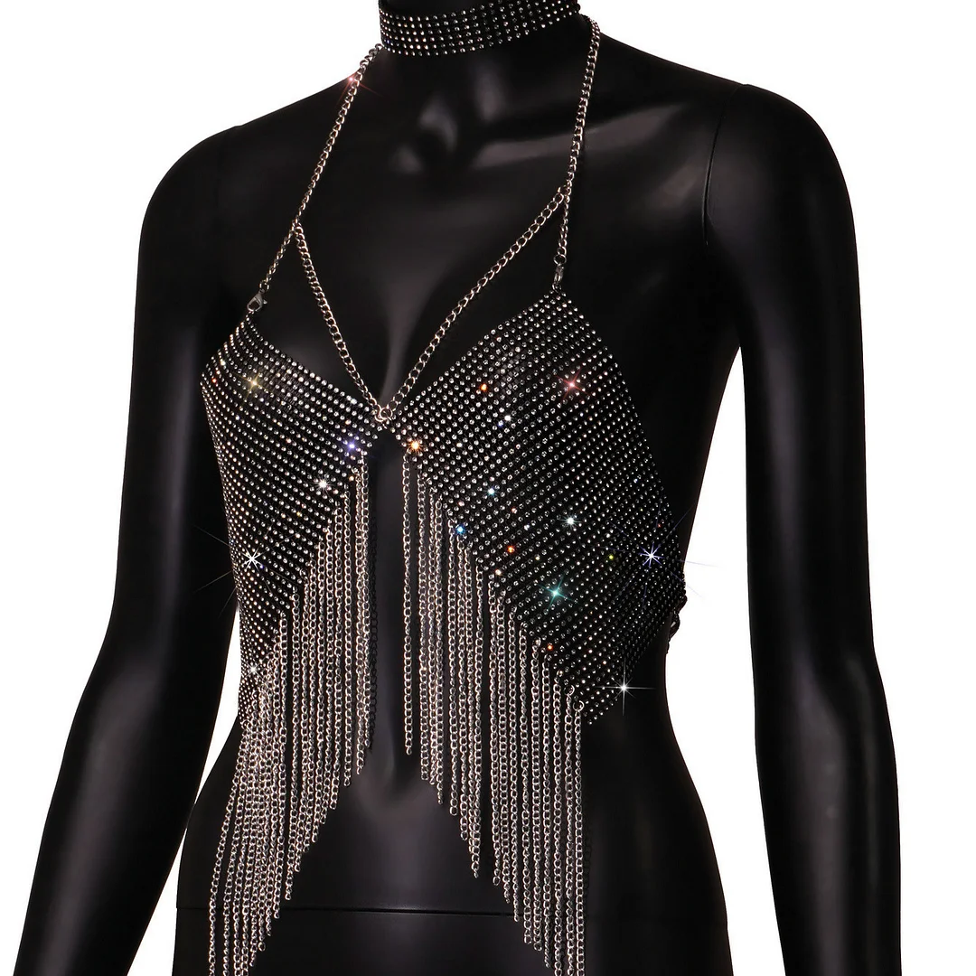 Uveng Uveng Type Sequins Slim Short Money Inside The Sling Type Anti-Light Black Small Vest DYJ2048