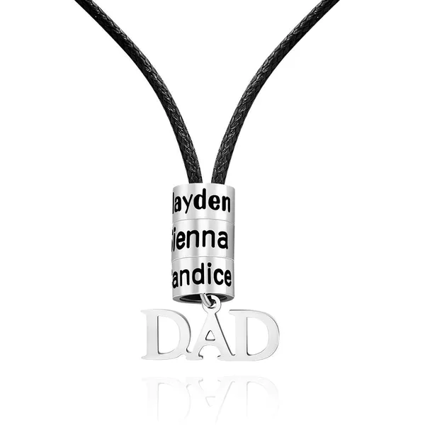 Dad Necklace Personalized Men's Necklace with Beads Engraved 3 Names Gifts For Father