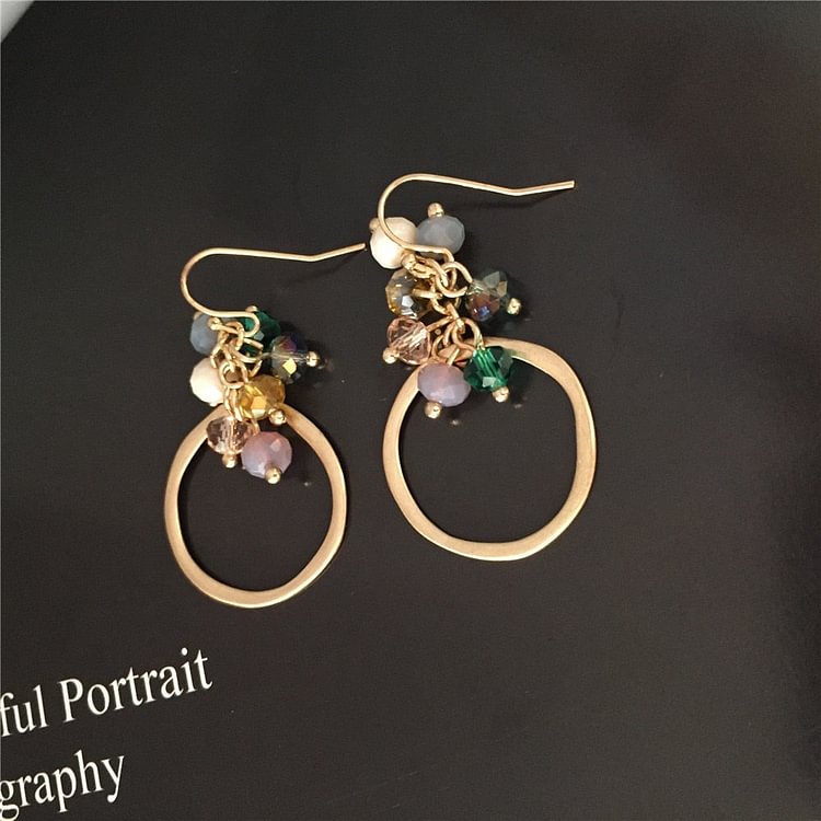 YOY-Fashion Vintage Antique Gold Circle Drop Earrings for Women