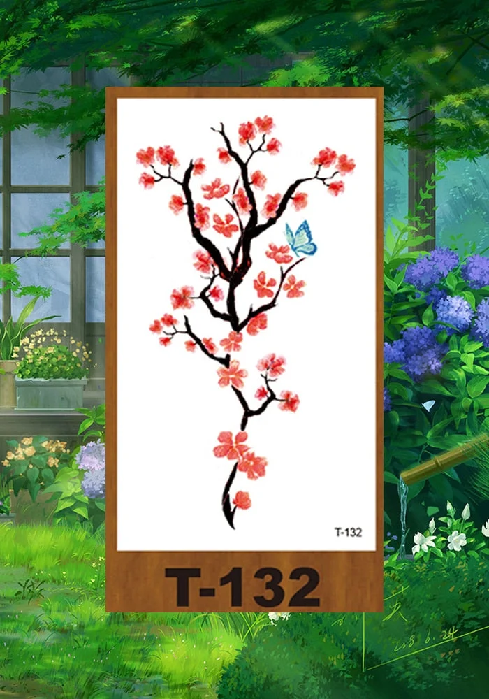 Drop Shipping Small Temporary Tattoo Sticker Plum Bird Geometric Figure Bow Moon Girl Kid Men Arm Abdomen Neck Ankles Art Tatoo