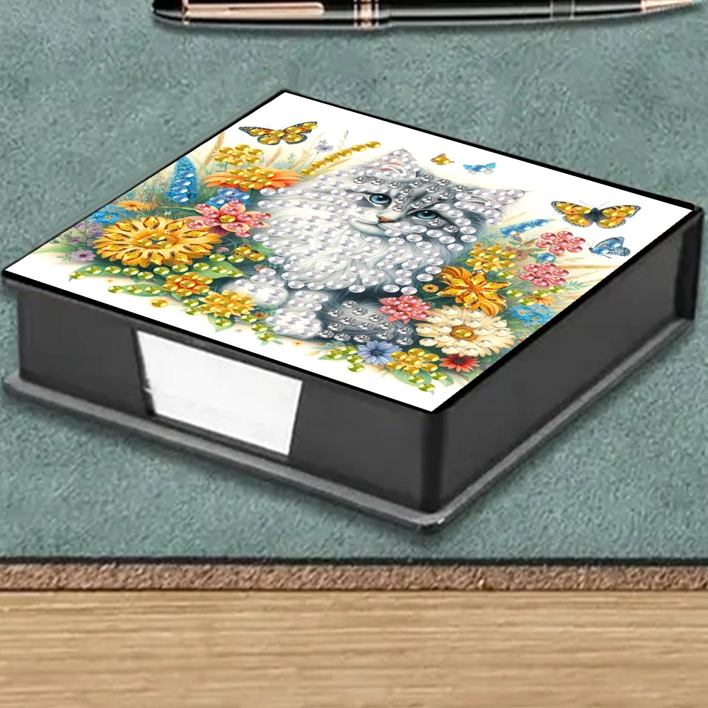 DIY Flower Cat Diamond Painting Memo Pad Holder Mosaic Kit for DIY Art Craft