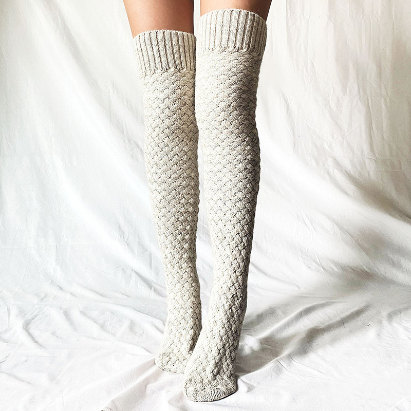 Rotimia Pile socks over the knee knitted yarn high socks