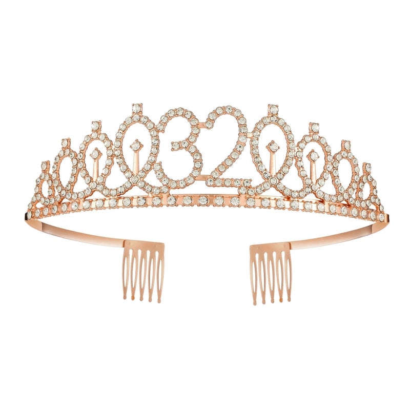 Women’s IG Style Shiny Number Crown Alloy Hollow Out Inlay Rhinestones Crown
