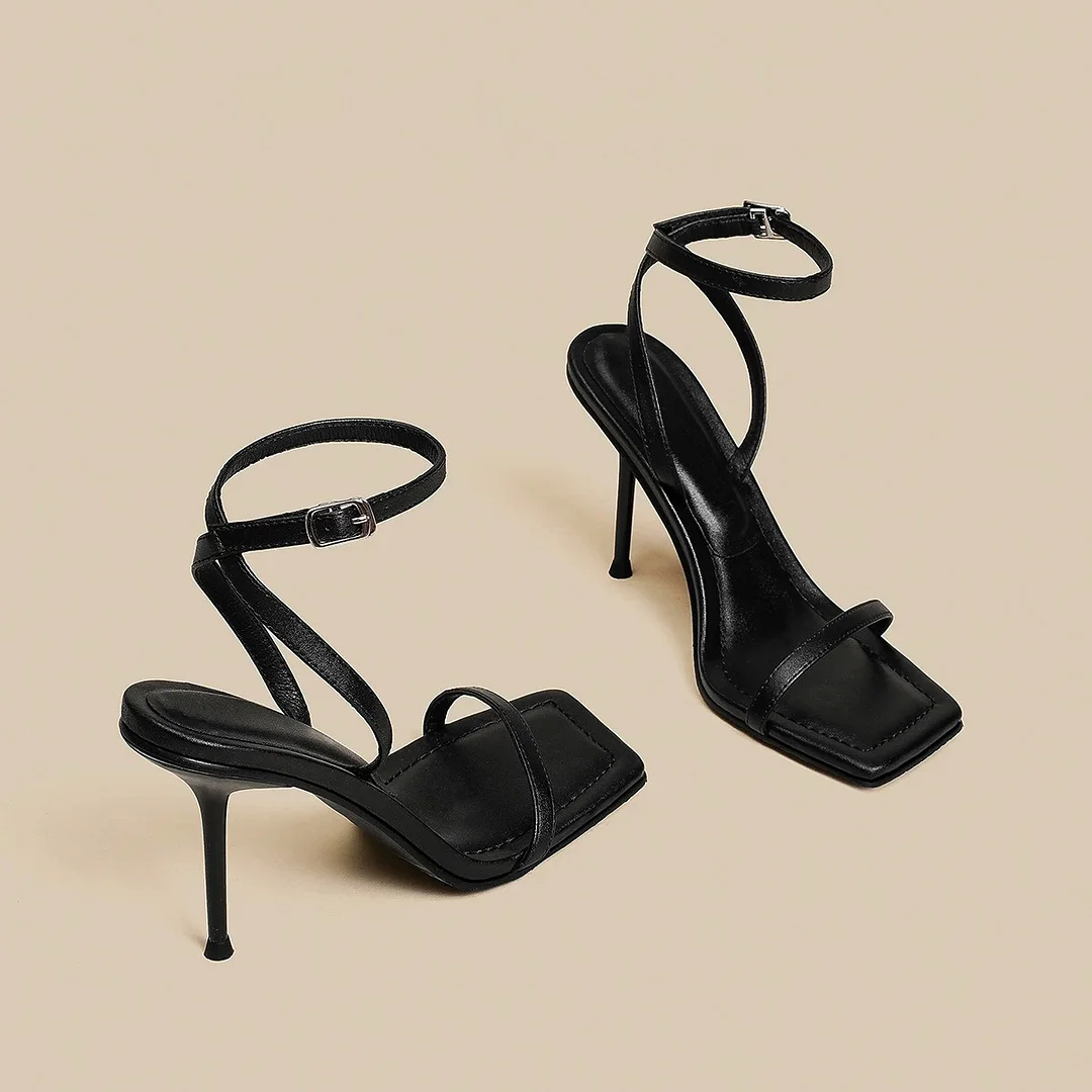 Breakj Breakj Word With Sandals Women 2025 Summer New Temperament Niche Design Fine Heel High-Heeled Shoes Toe