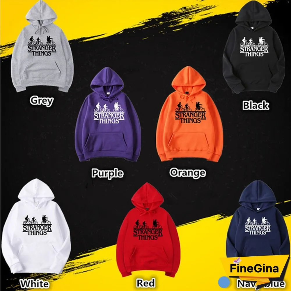 Fashionable Stranger Things Hooded Hoodies Trendy Men Women Oversized Pullover Sweatshirts