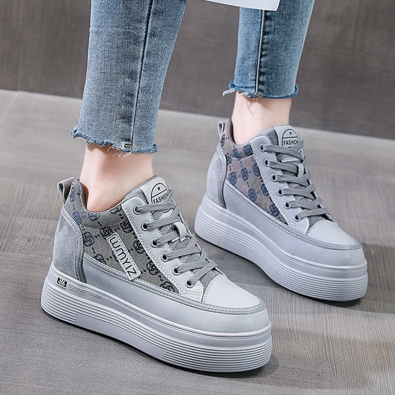 Fujin 6.5cm Platform Wedge Women Casual Shoes Hidden Heel Chunky Sneakers Dad Shoes Za Fashion Sneakers Spring Autumn