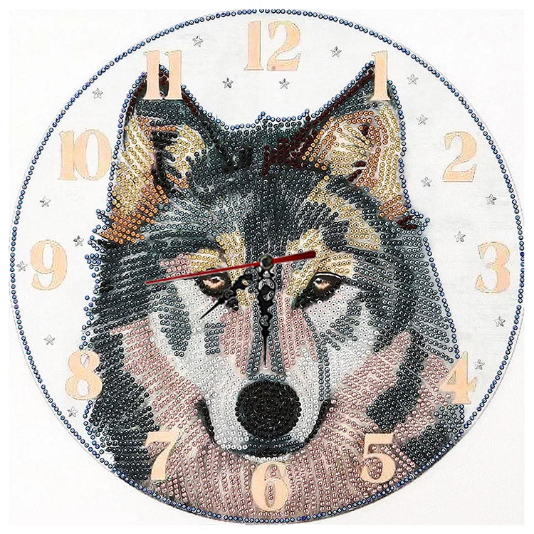 Wolf Clock Mosaic Part Special Shape Diamond DIY Painting Kit Gifts (DZ653) gbfke