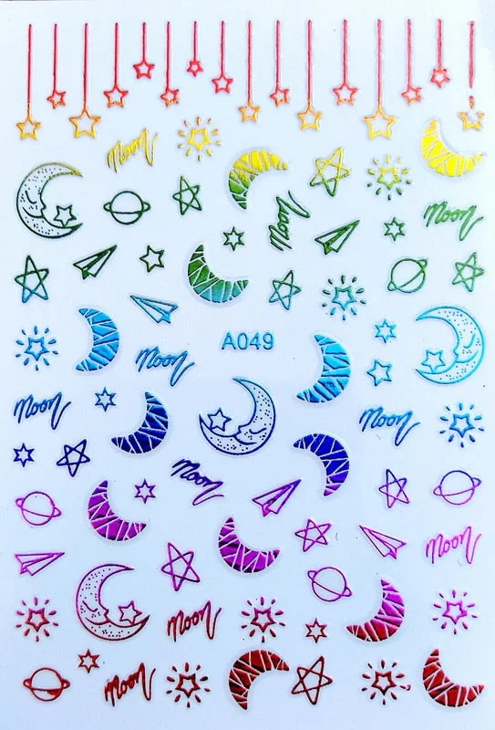 New Arrive Nail Art Sticker Decal Decoration Glow In Dark Butterfly Nail Stickes Back Glue Moon Manicure Sticker on Nails Design