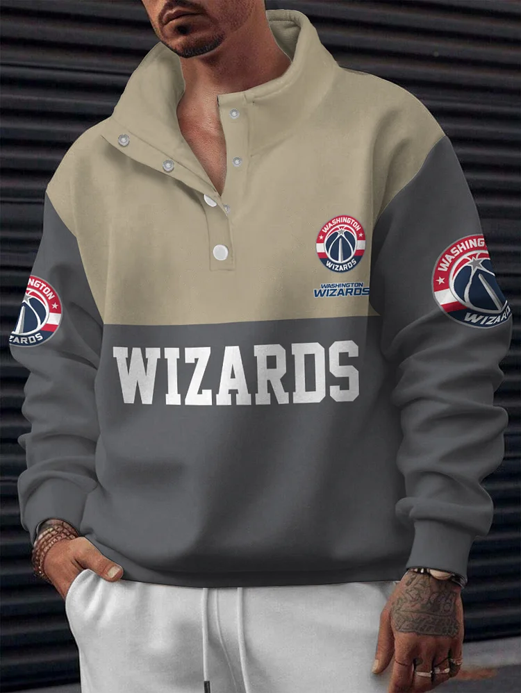 Washington Wizards 2025 New Design Casual Snap Mockneck Pullover