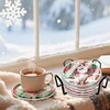 (US Local)6pcs Set Xmas Theme DIY Diamond Painting Coasters Kit with Holder Kit
