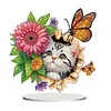 (US Only)2D Flat Flower Cat DIY Desktop Diamond Art Kits Double-Sided Bedroom Table Decor