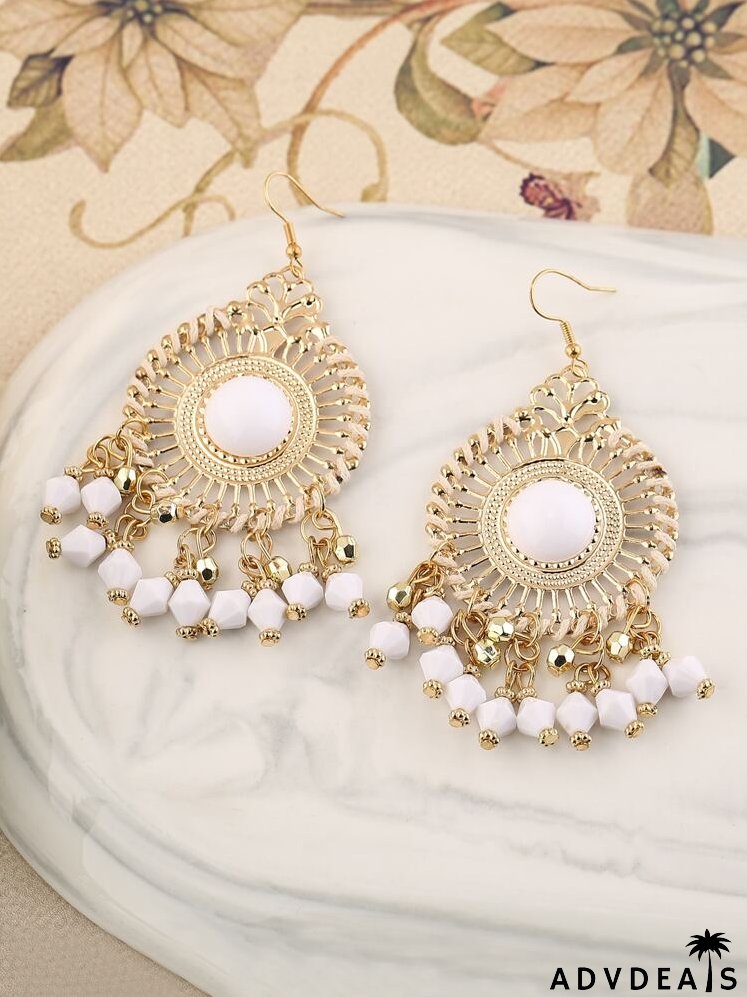 Bead Tassel Drop Earrings