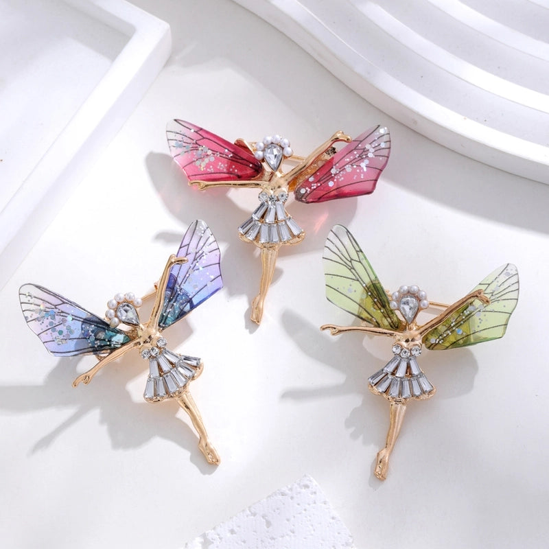 Sweet Pin Dragonfly Arylic Zinc Alloy Plating Inlay Rhinestones Unisex Brooches
