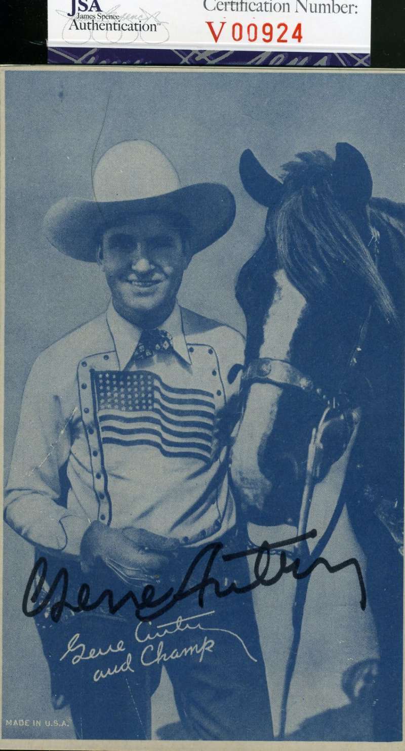 Gene Autry Jsa Coa Hand Signed Exhibit Postcard Autograph Authenticated