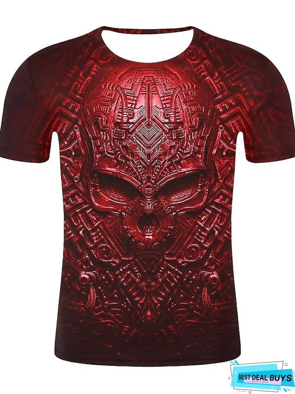 Men's T-Shirt Graphic 3D Skull Plus Size Print Short Sleeve Daily Tops Streetwear Exaggerated Round Neck